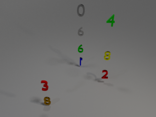 Example MARS scene with colored digits in 3D space.