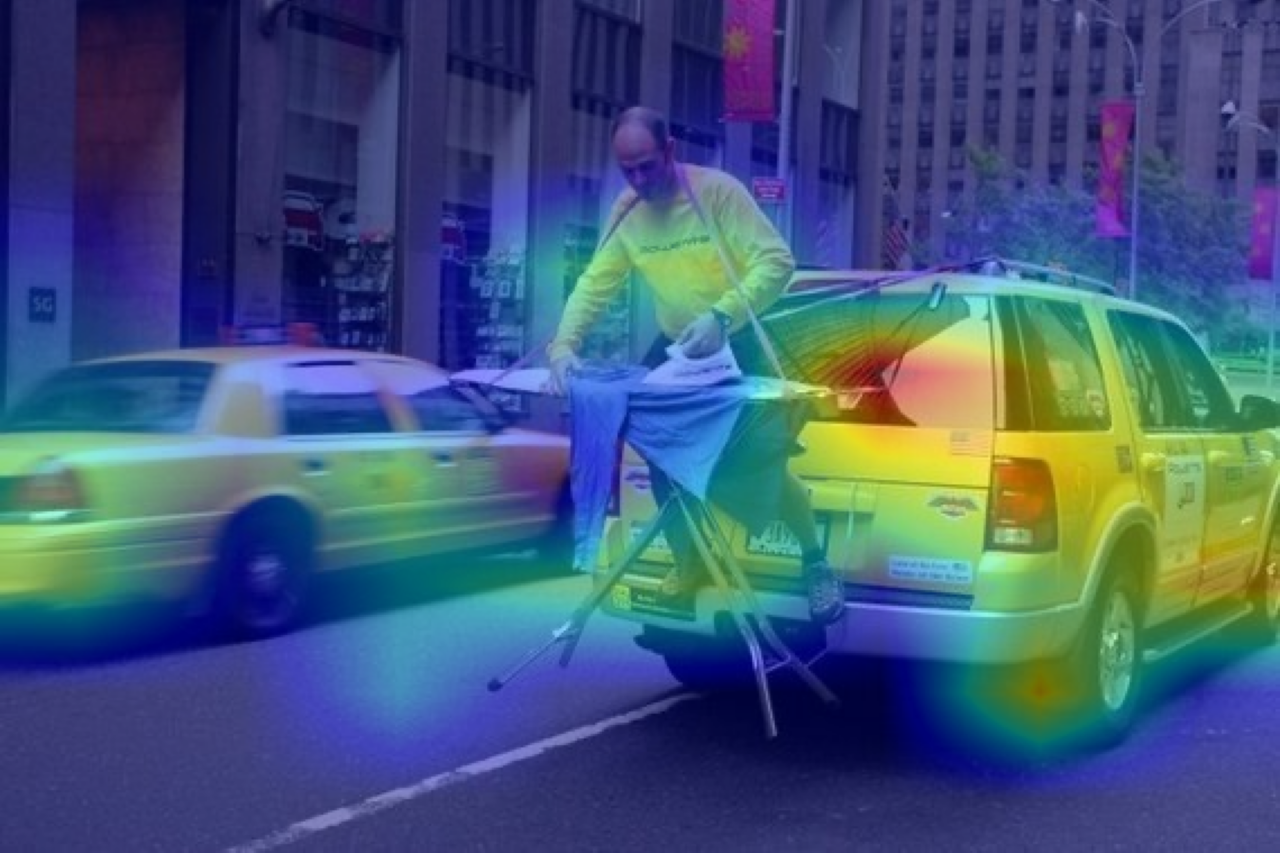 Grad-CAM overlay using 64 visual tokens.